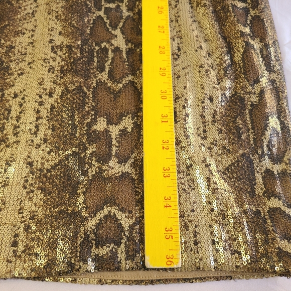 Cache Sequin Python Snake Print Halter Lined Knee Length Party Cocktail Dress - Picture 10 of 11